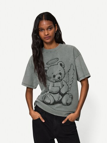 Bershka Tričko – šedá: přední strana