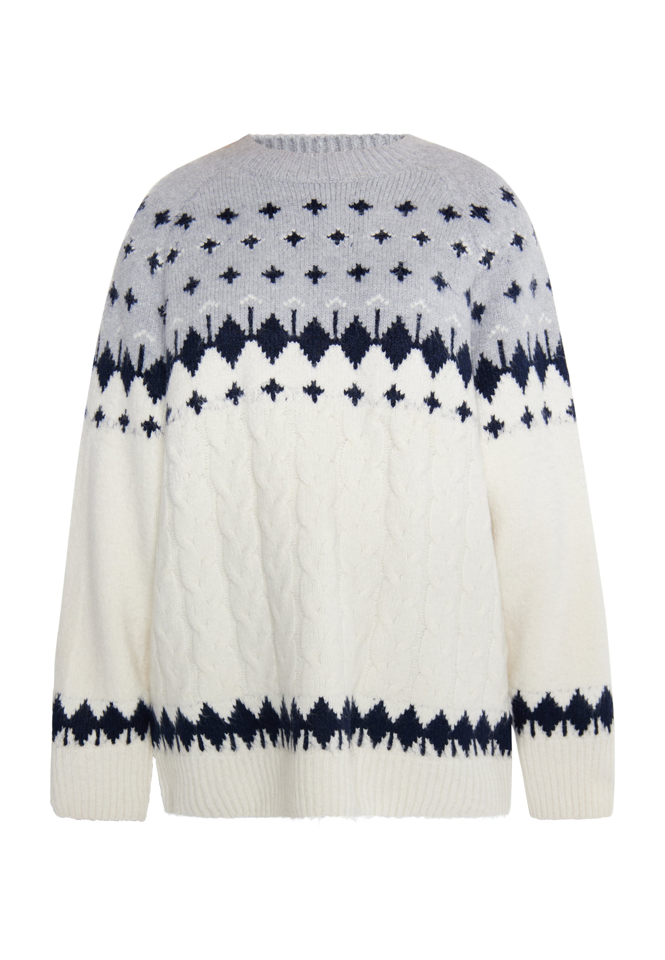 usha BLUE LABEL Tröja i marinblå / grå / vit, Produktvy