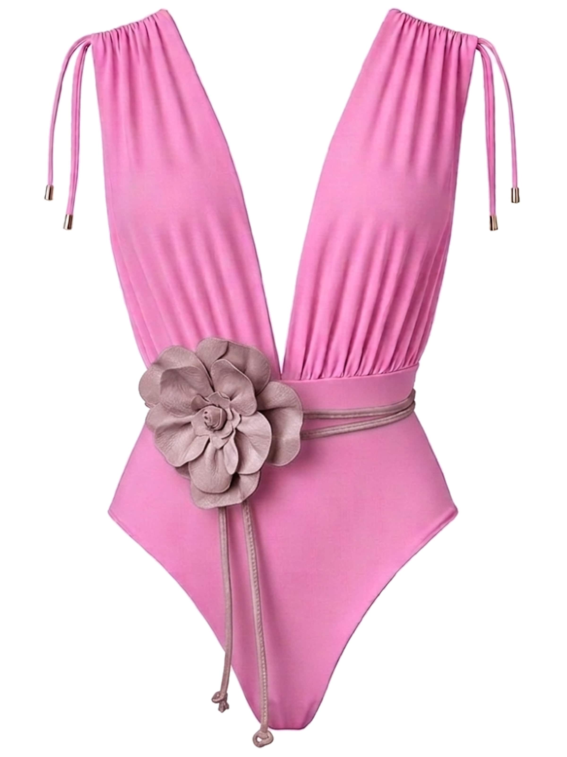 SEA ME SWIM High neck Swimsuit in Pink: front