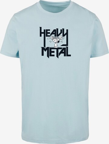 Merchcode Shirt 'Peanuts - Heavy Metal' in Blue: front