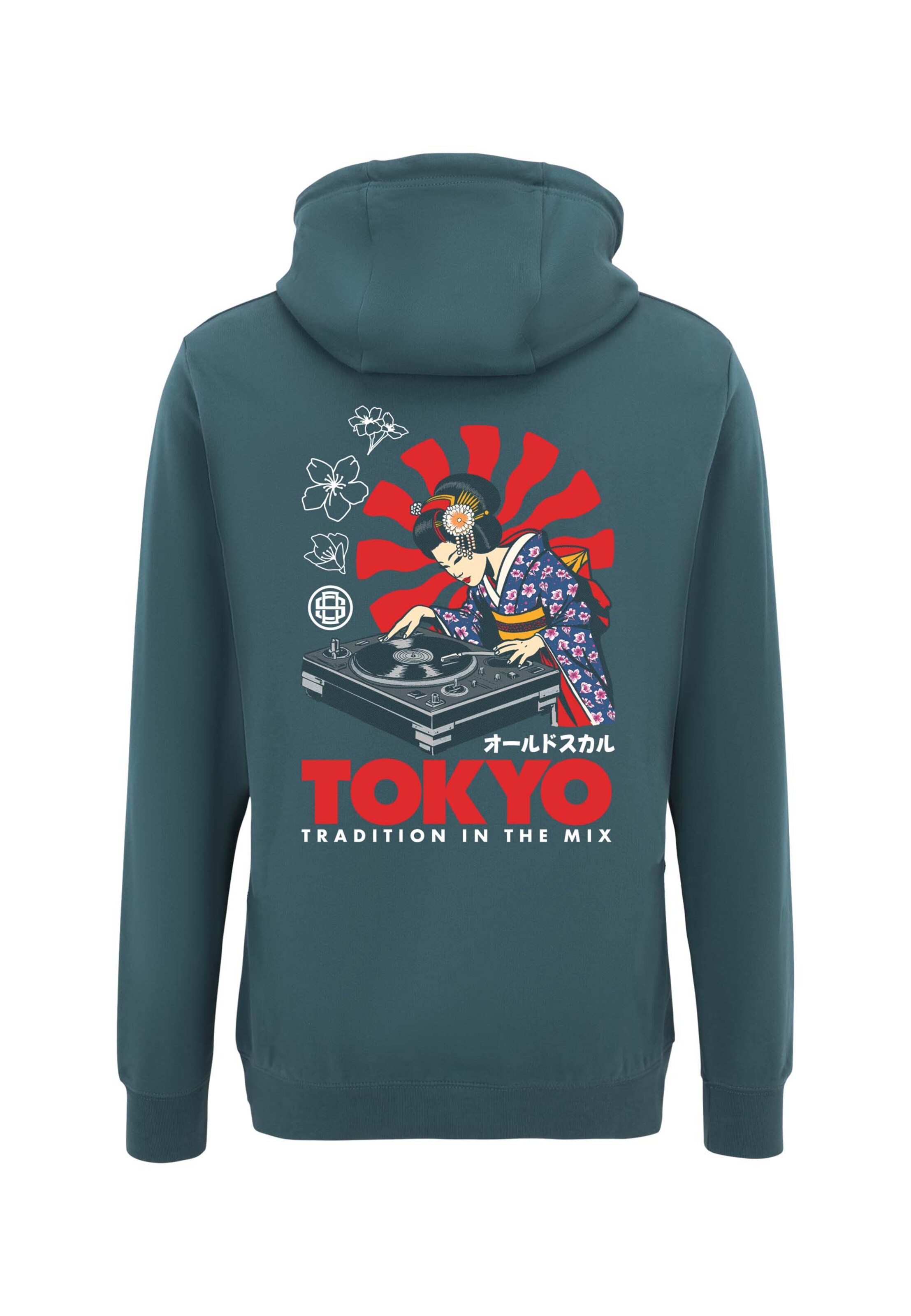 Oldskull Trui 'Asian Neon Djane' in Blauw: voorkant