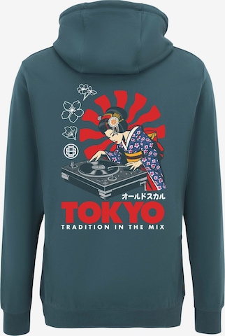 Oldskull Hoodie 'Asian Neon Djane' in Blau: Vorderseite