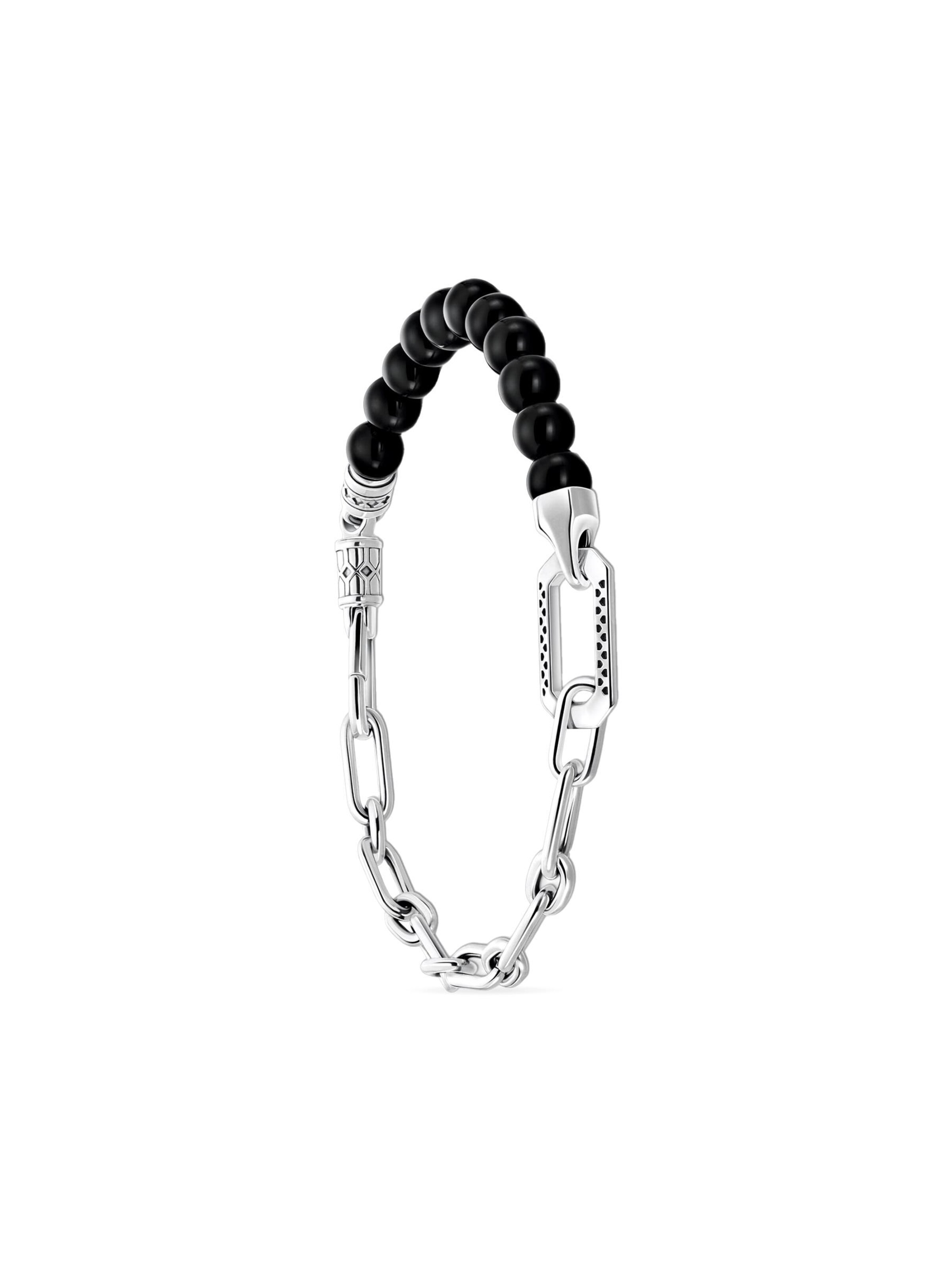 Bracelet 'Armband Schwarzer Onyx Silberkette' Thomas Sabo en noir