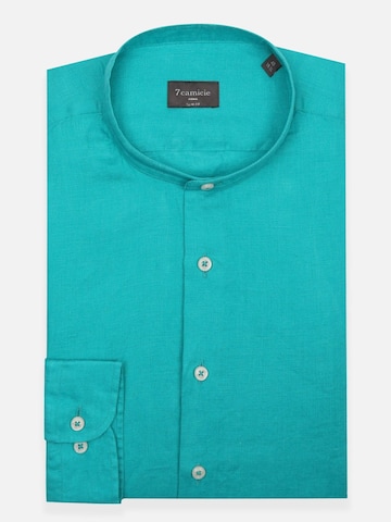 7Camicie Slim Fit Businesshemd 'Caravaggio Essentials Linen Man Shirt Light Blue'‌‌‌ in Blau