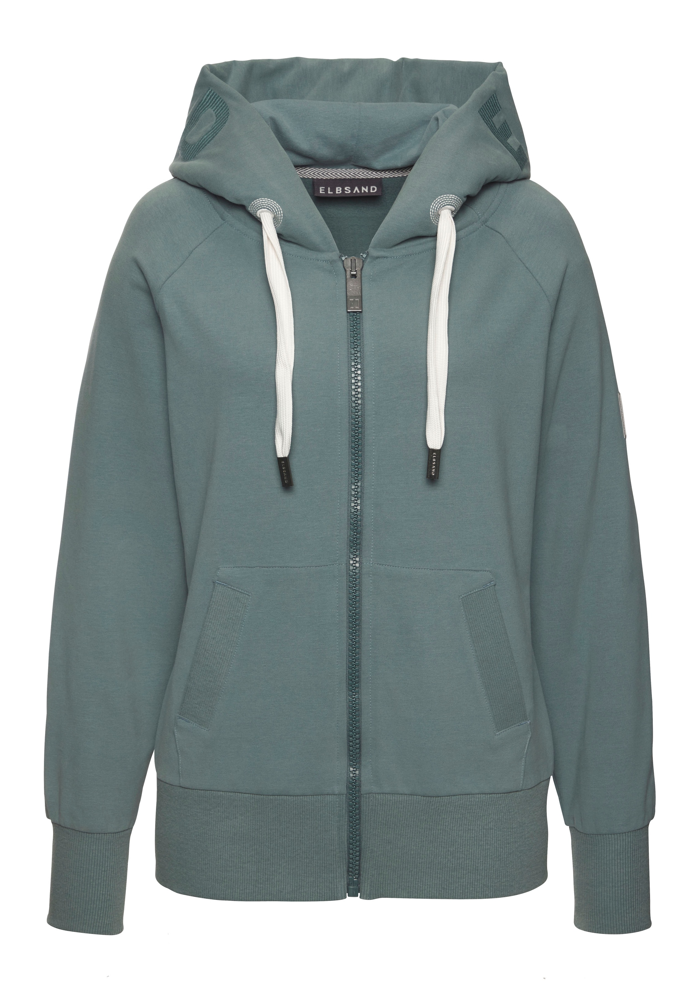 Elbsand Zip-Up Hoodie in Green: front
