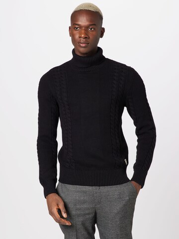 JACK & JONES Knit Cardigan in Black: front