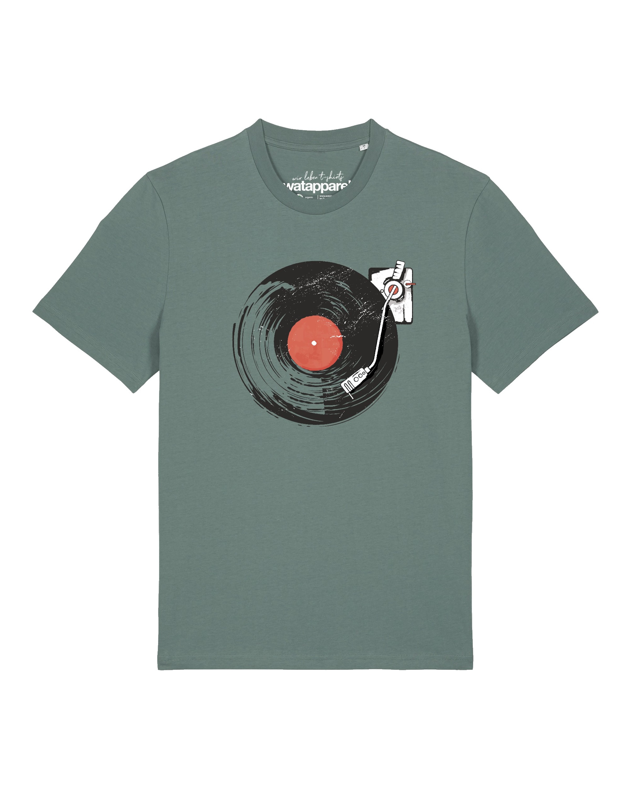 Watapparel T-Shirt 'Schallplatte' in Grün: Vorderseite