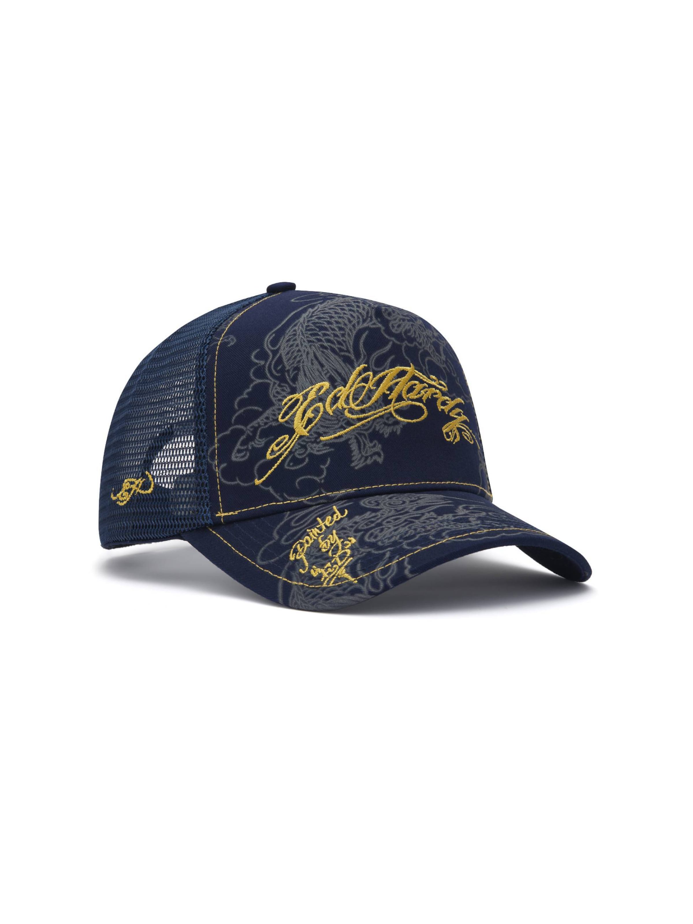Casquette 'Outline Dragons' Ed Hardy en bleu : devant
