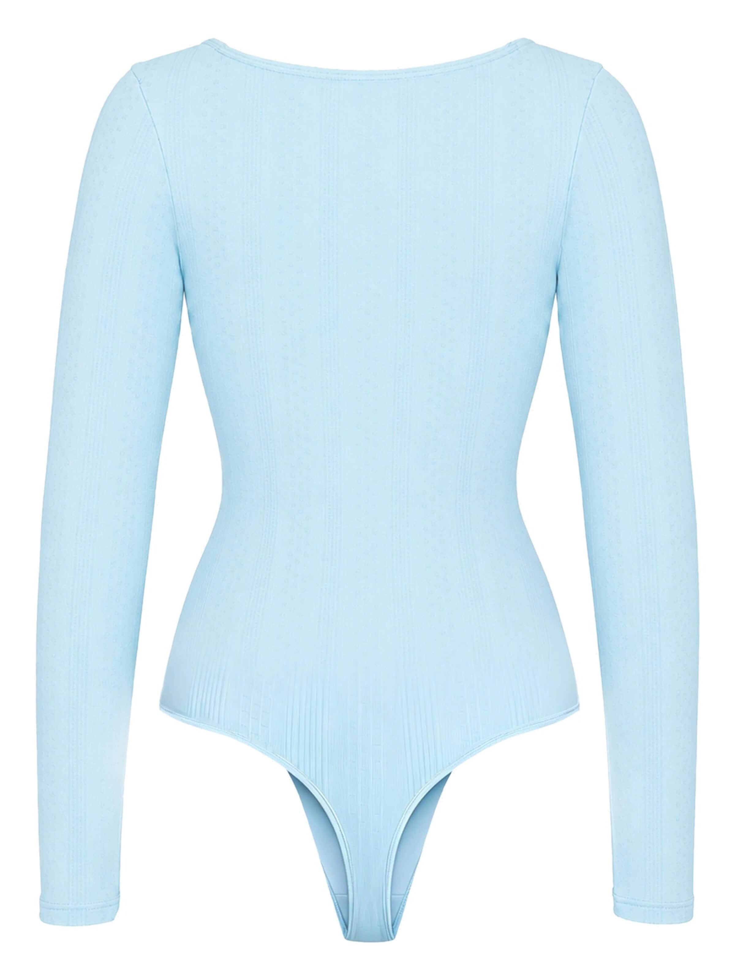cfab Shapingbody 'Longsleeve Bodysuit Sculpting Shapewear with String' in Blauw: voorkant