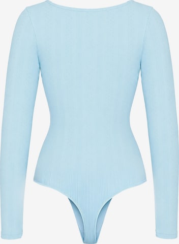 cfab Shapingbody 'Longsleeve Bodysuit Sculpting Shapewear with String' in Blauw: voorkant