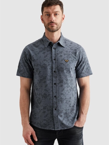 PME Legend Regular fit Overhemd 'Shirt in jersey piqué with allover print' in Blauw