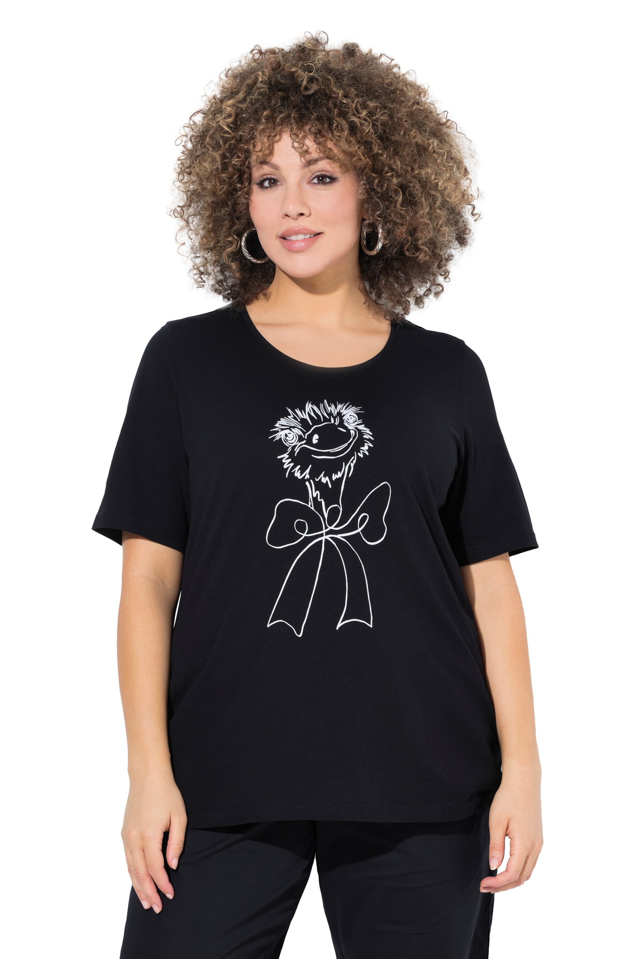 juoda Ulla Popken Marškinėliai: priekis