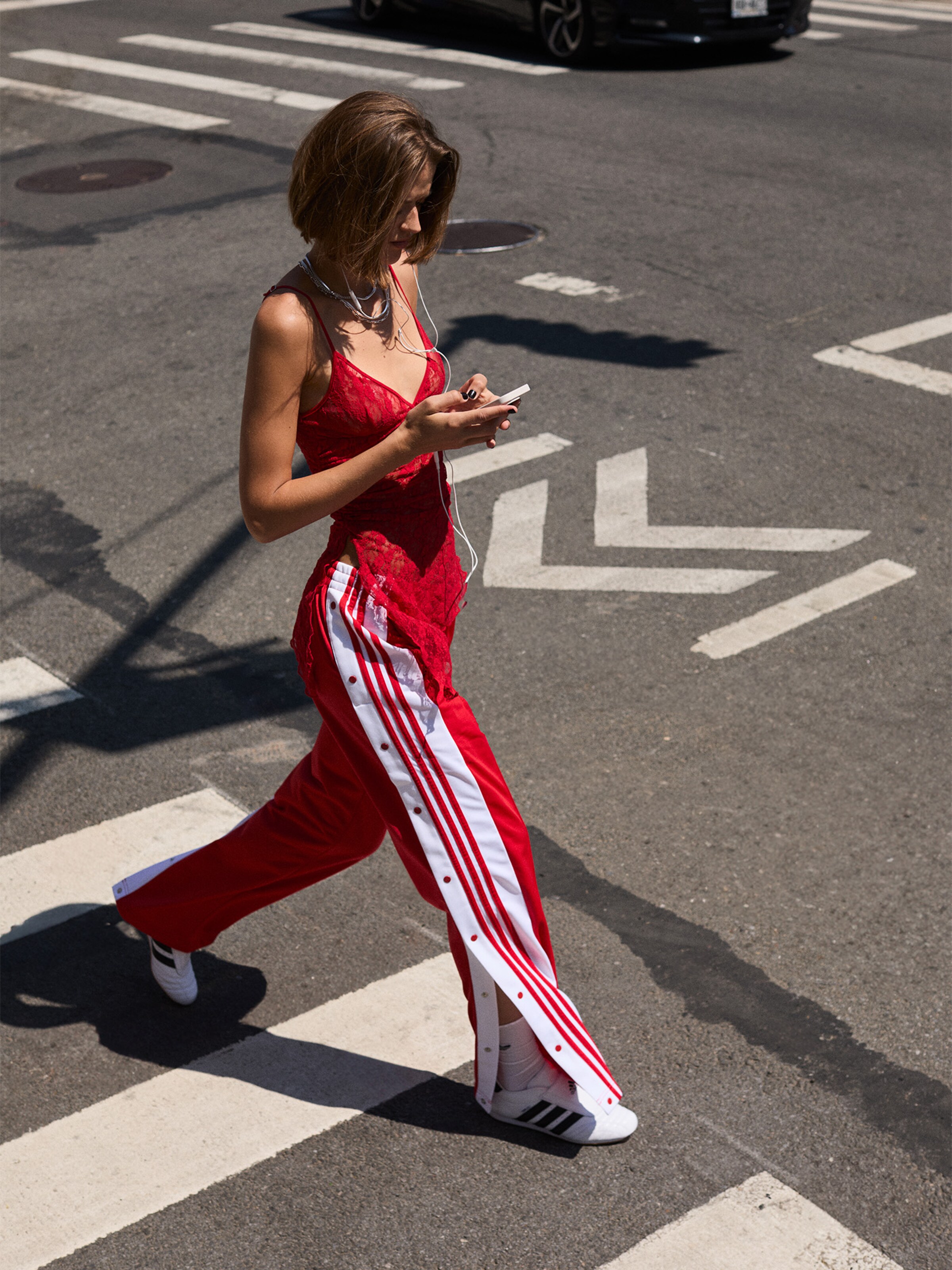 red white blue adidas pants