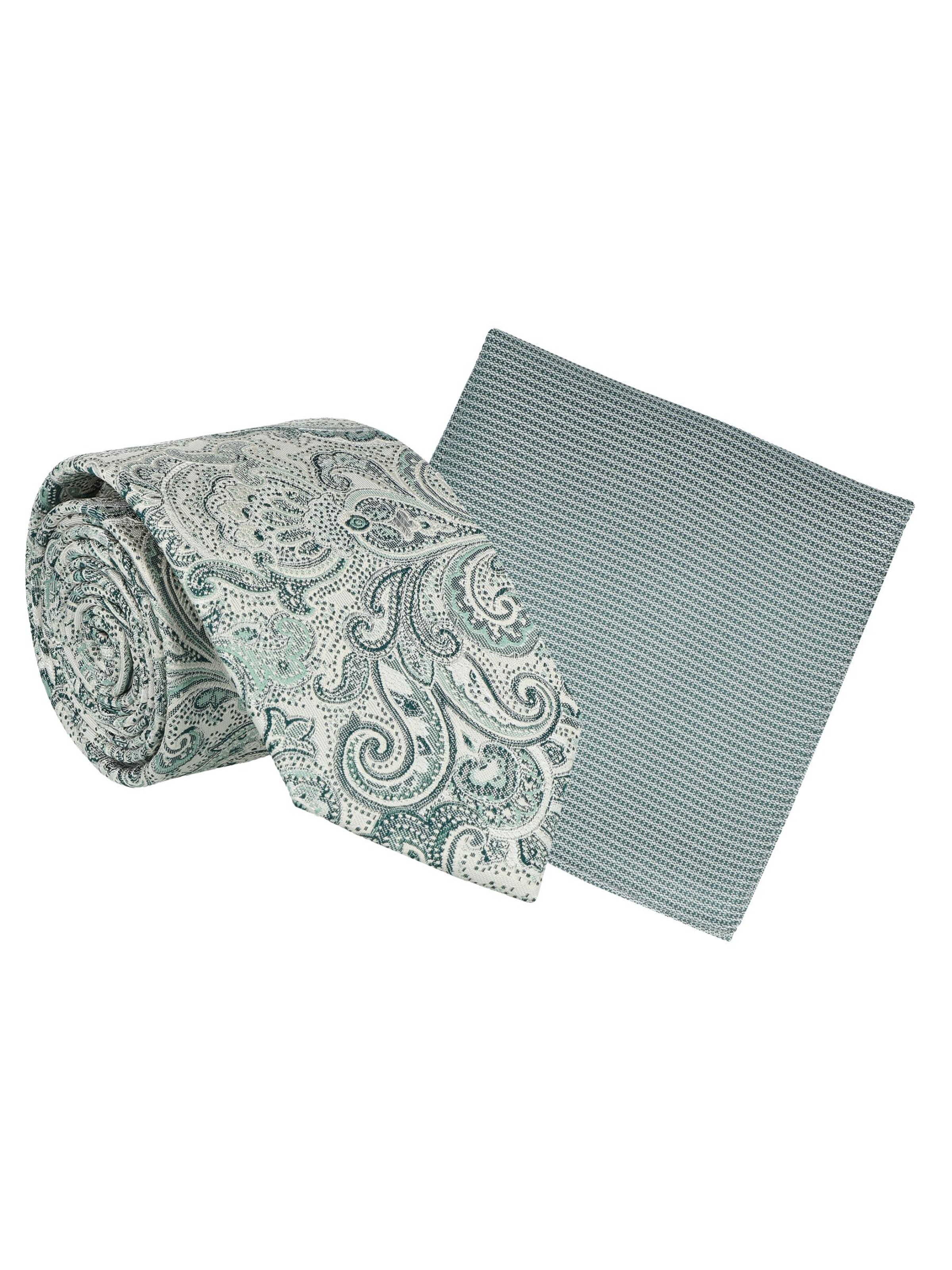WILLEN Tie 'Paisley / Uni' in Green: front