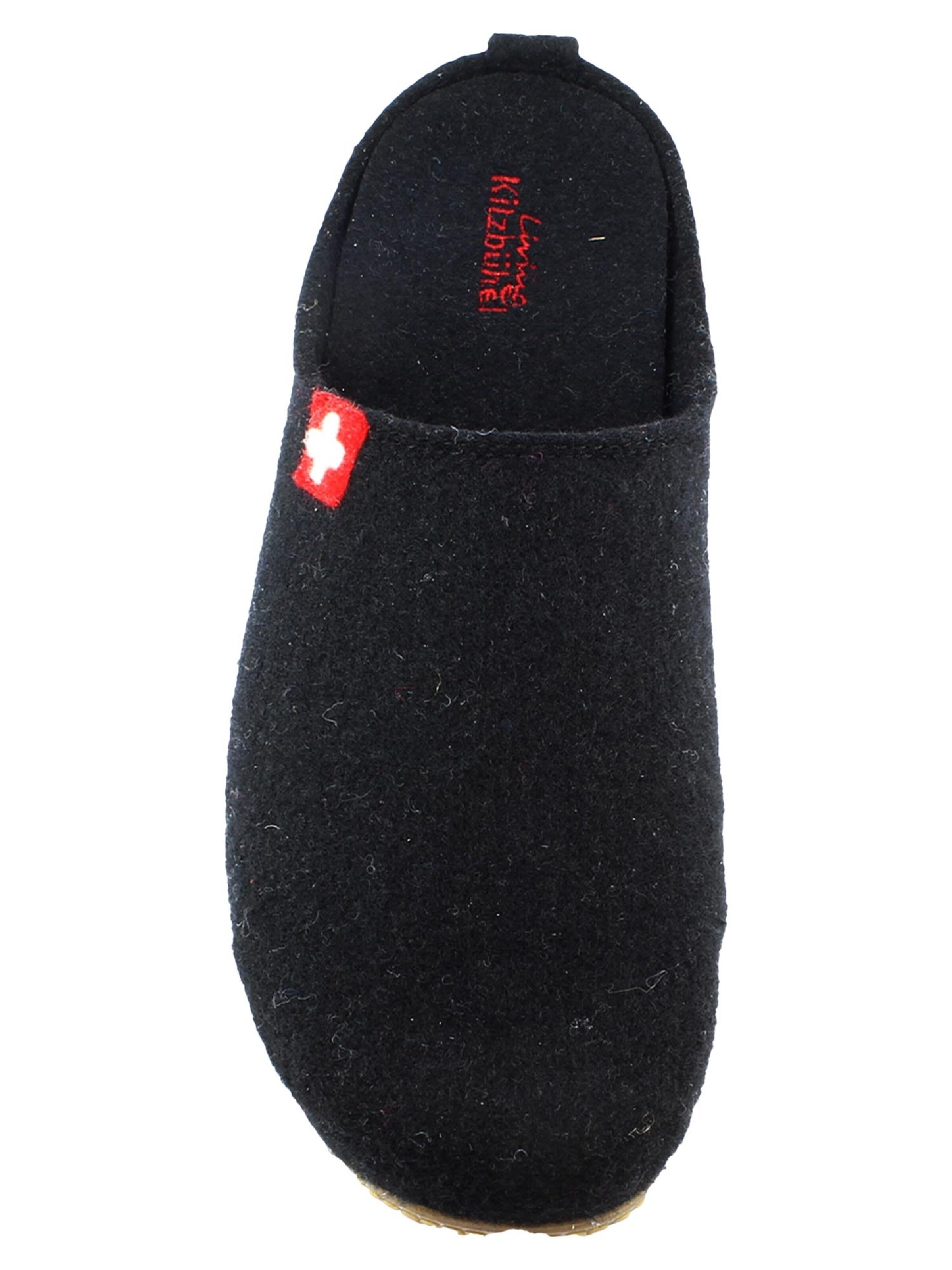 Living Kitzbühel Hausschuh 'Filz - Schweizer Kreuz'‌‌‌‌‌ in Schwarz