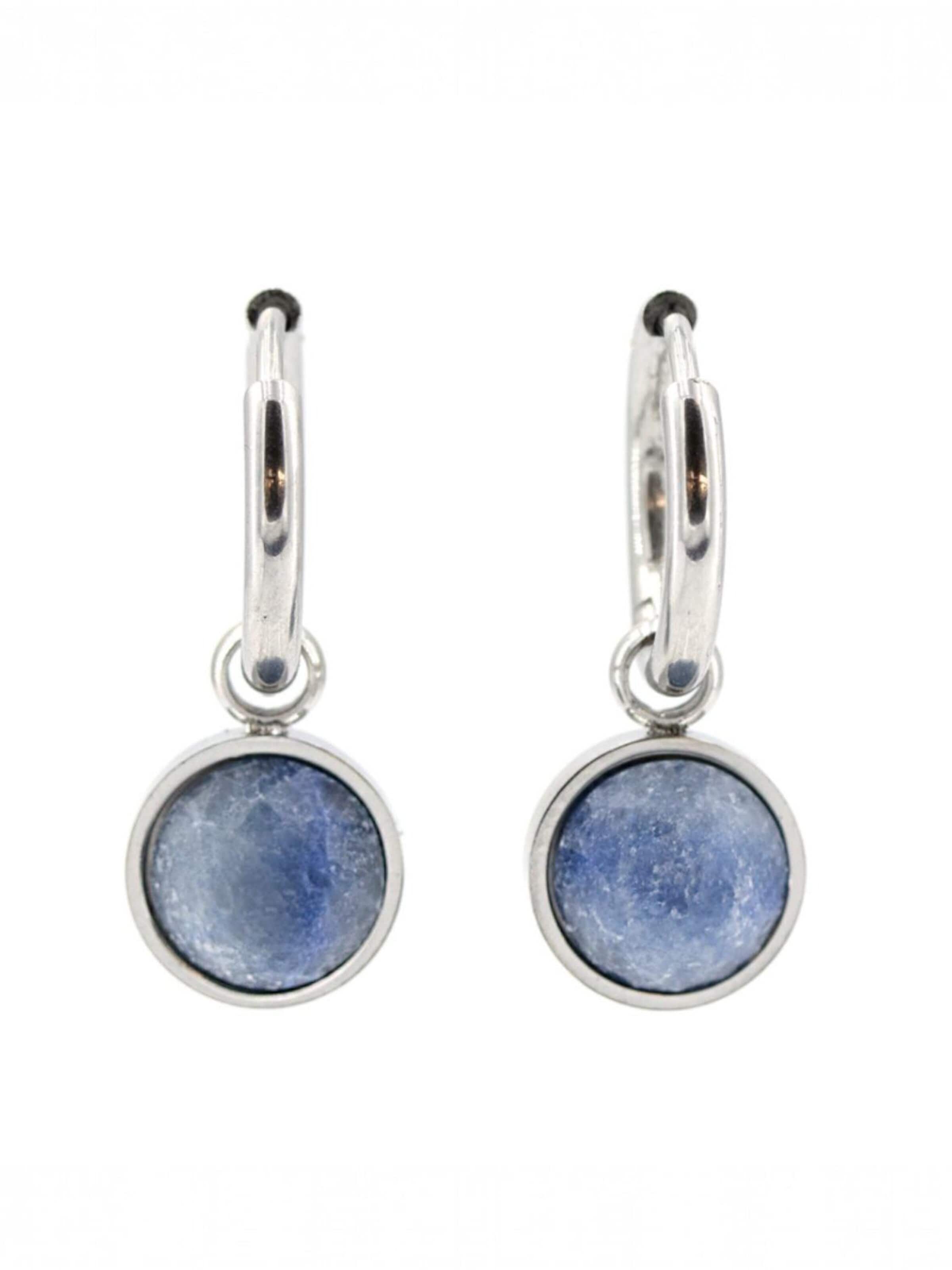 Sergio Engel Earrings 'Beach Ohrring 01 Kleine Edelstahl-Hoops mit Natursteinanhänger' in Blue: front