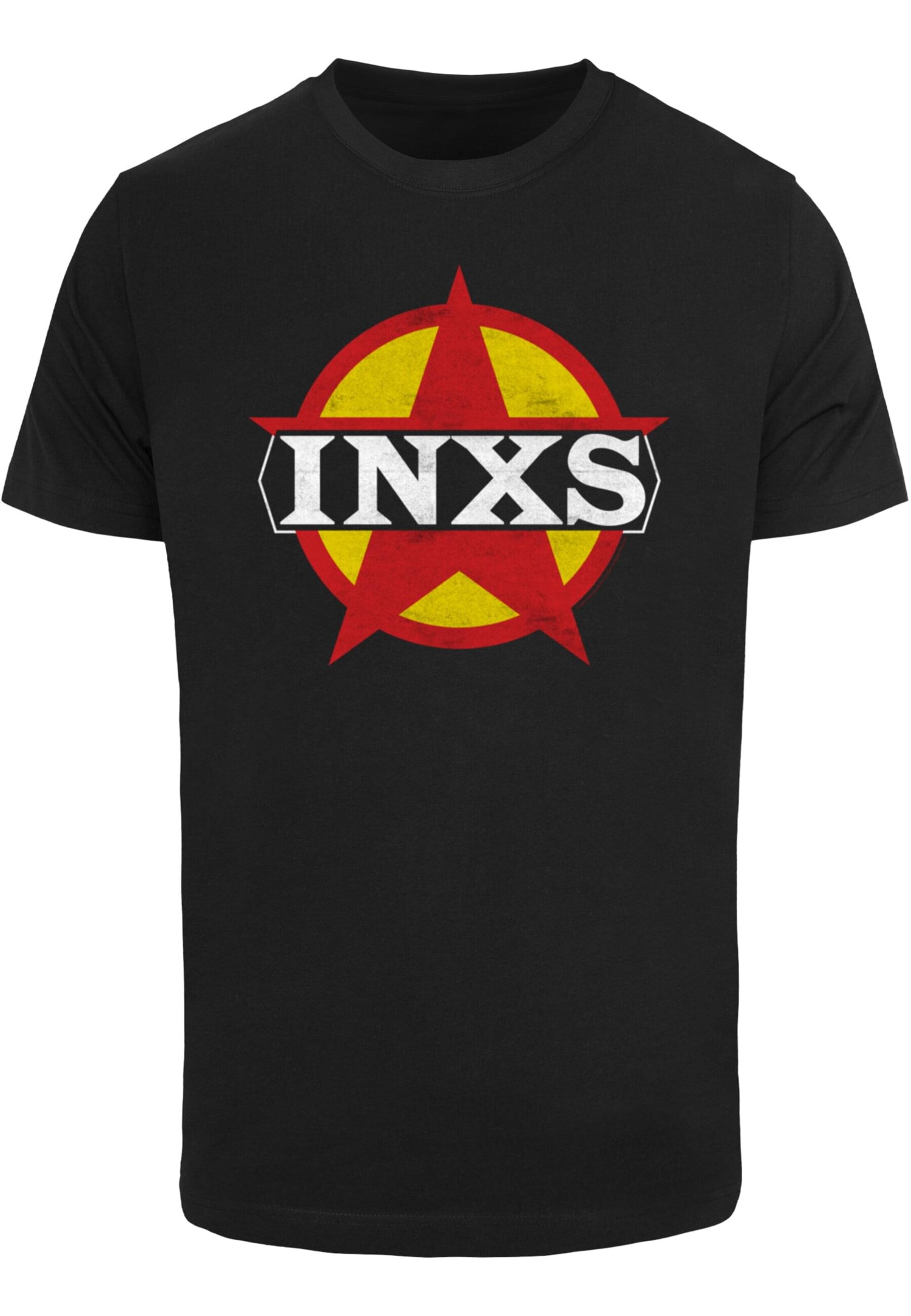 Merchcode Shirt 'INXS - Circle Star' in Zwart: voorkant