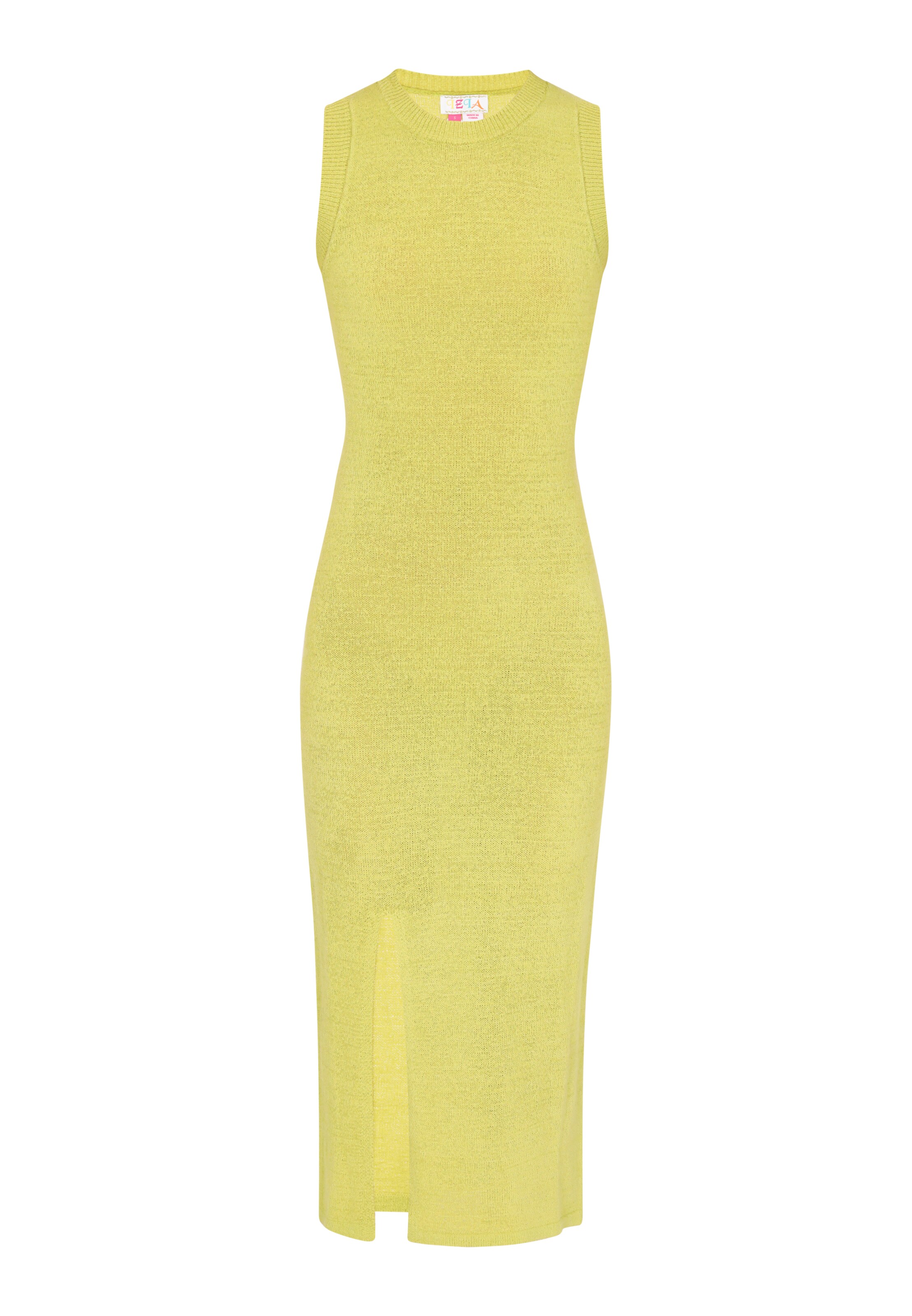 IZIA Gebreide jurk 'Boho' in Geel: voorkant