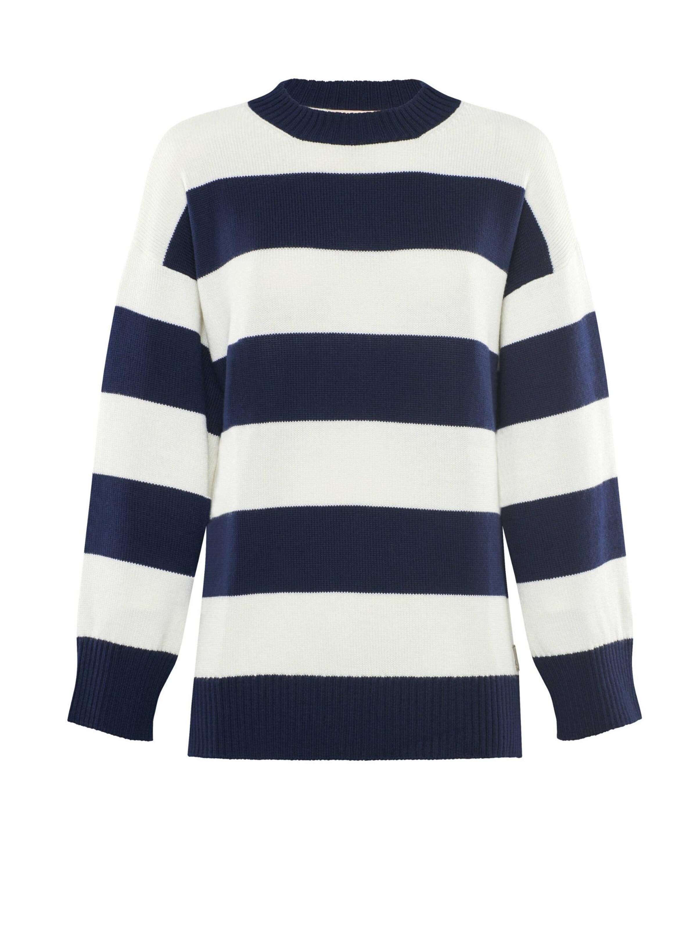YOU LOOK PERFECT Oversizepullover 'PULLOVER FELIA - Lässiger Blockstreifen Pullover aus Merino'‌‌‌ in Blau: Vorderseite