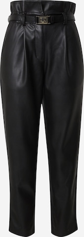 River Island - Tapered Calças com pregas em preto: frente