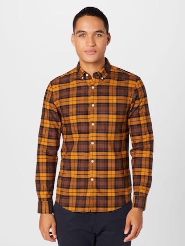 FARAH Regular fit Button Up Shirt 'BREWER' in Brown: front