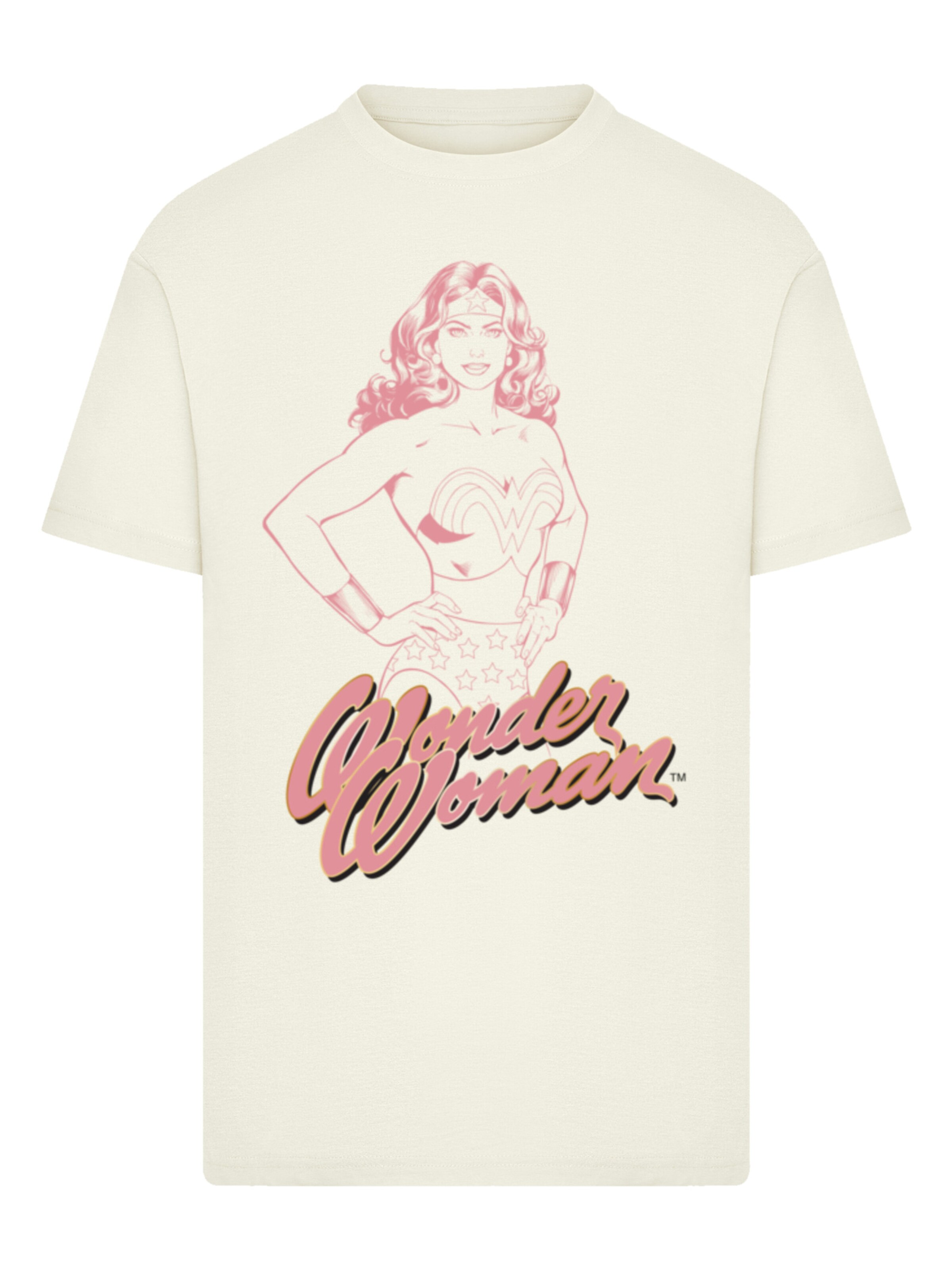 F4NT4STIC Shirt 'Wonder Woman Pink Outline' in Beige: front