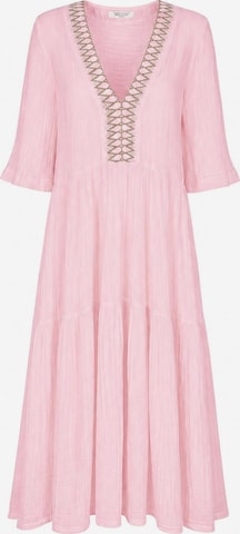 Haris Cotton Mekko 'Maxi Dress in Textured Cotton with Laced Trim V Neck' värissä vaaleanpunainen: etupuoli