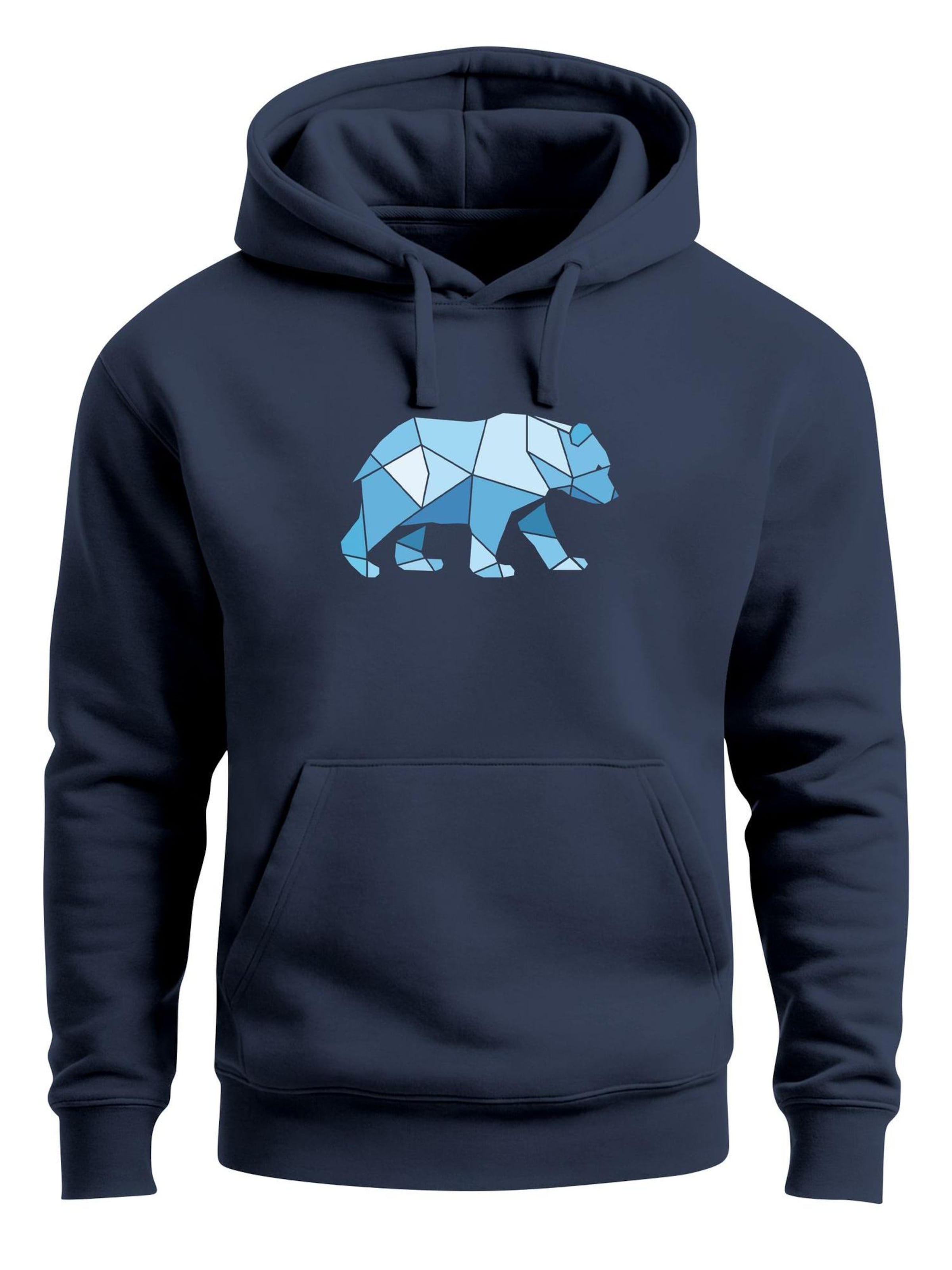 Neverless Sweatshirt 'Bär Polygon Blau' in Blue: front