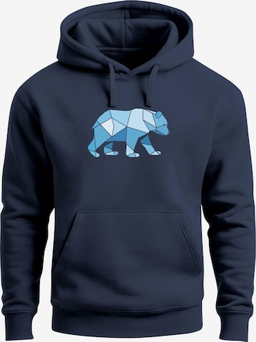 Neverless Sweatshirt 'Bär Polygon Blau' in Blau: Vorderseite