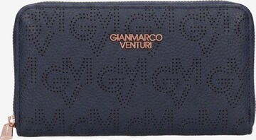Portamonete 'Portafoglio donna GianMarco Venturi con zip, fantasia traforata' di GianMarco Venturi in blu: frontale