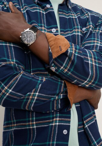 DELMAO Regular fit Button Up Shirt in Blue