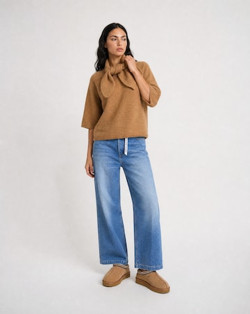 Smith&Soul Kurzarm-Pullover mit Schalkragen in Braun