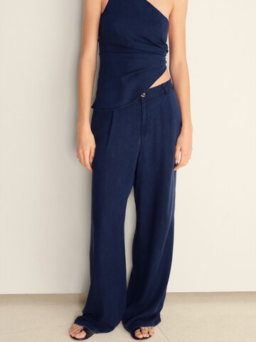 MANGO Wide leg Pleat-front trousers 'CRETA' in Blue: front
