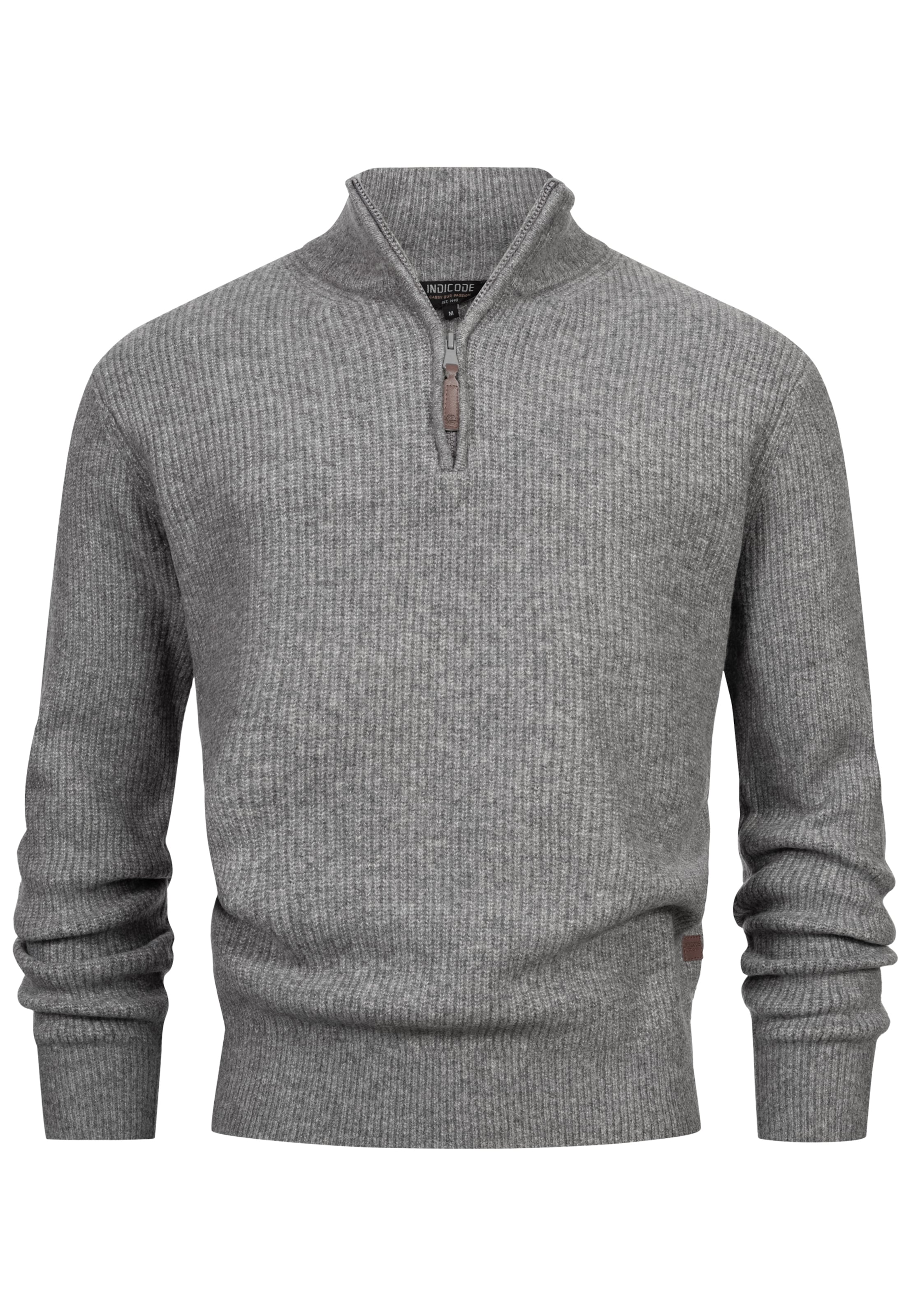 INDICODE JEANS Trui 'INPeace' in Grijs: voorkant