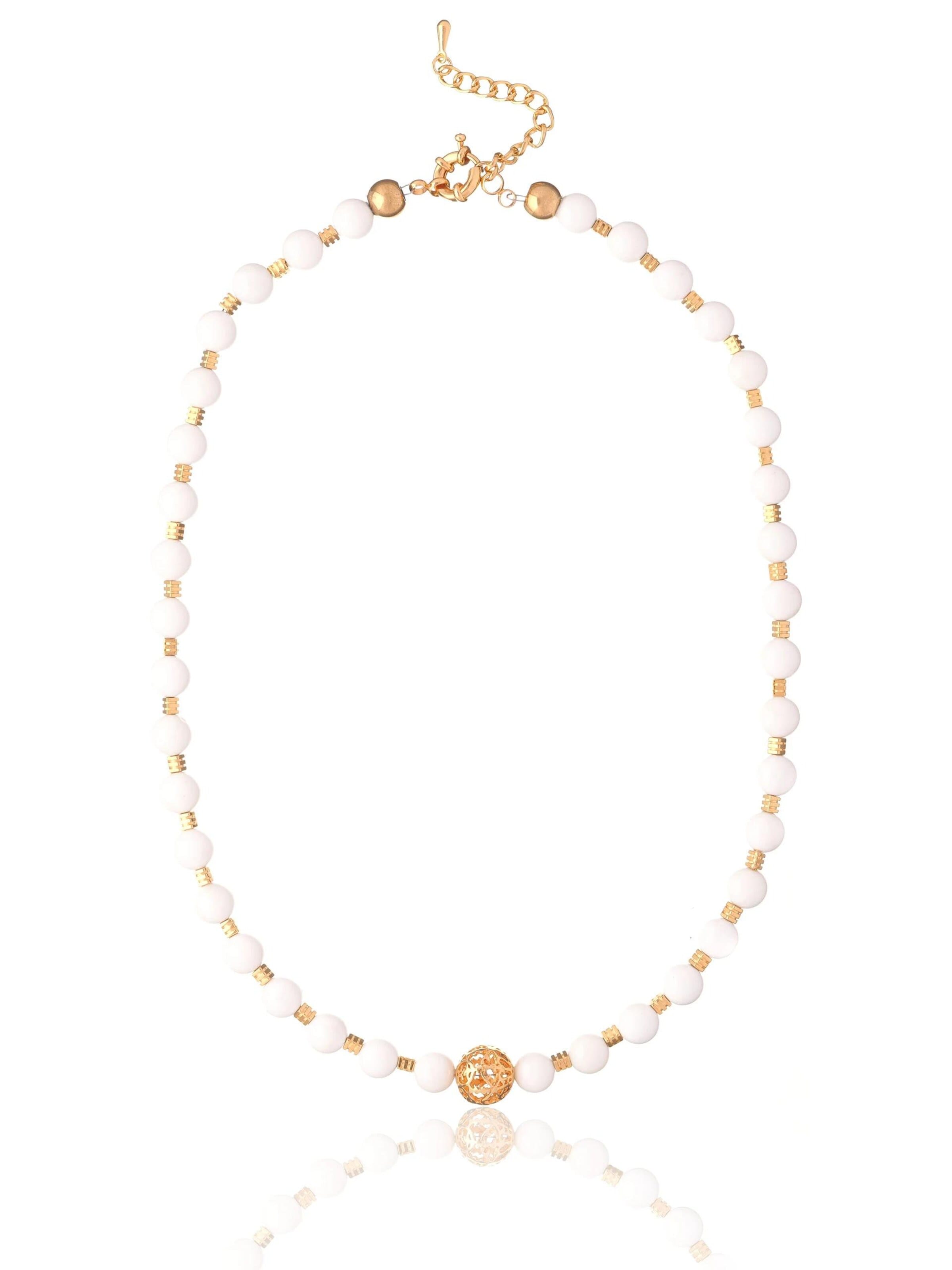THE GEM STORIES JEWELRY - Cadena 'White Coral Necklace with Filigree Element' en blanco: frente