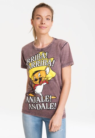 LOGOSHIRT Shirt 'Looney Tunes - Speedy Gonzales' in Lila: voorkant