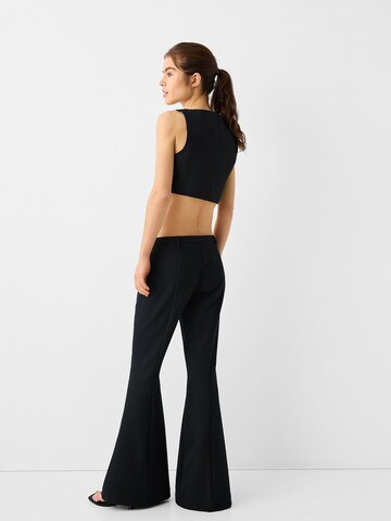 Bershka Flared Trousers with creases in Black