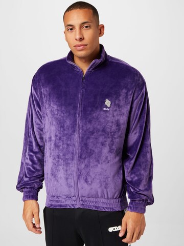 GCDS Zip-Up Hoodie in Purple: front