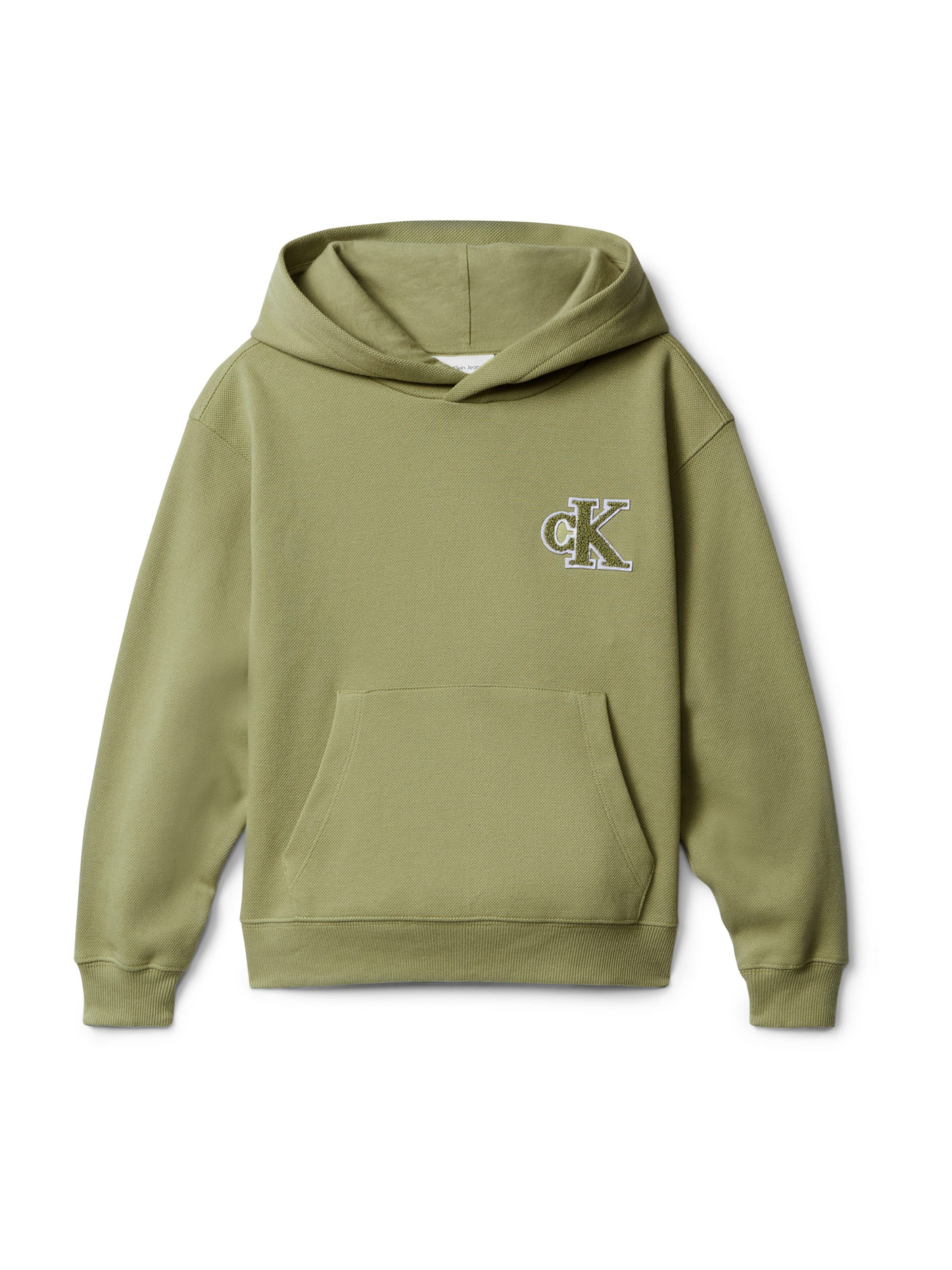 Calvin Klein Jeans Суичър в зелено: отпред