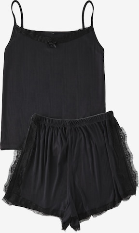 Trendyol CurveKratke hlače za spavanje - crna boja: prednji dio