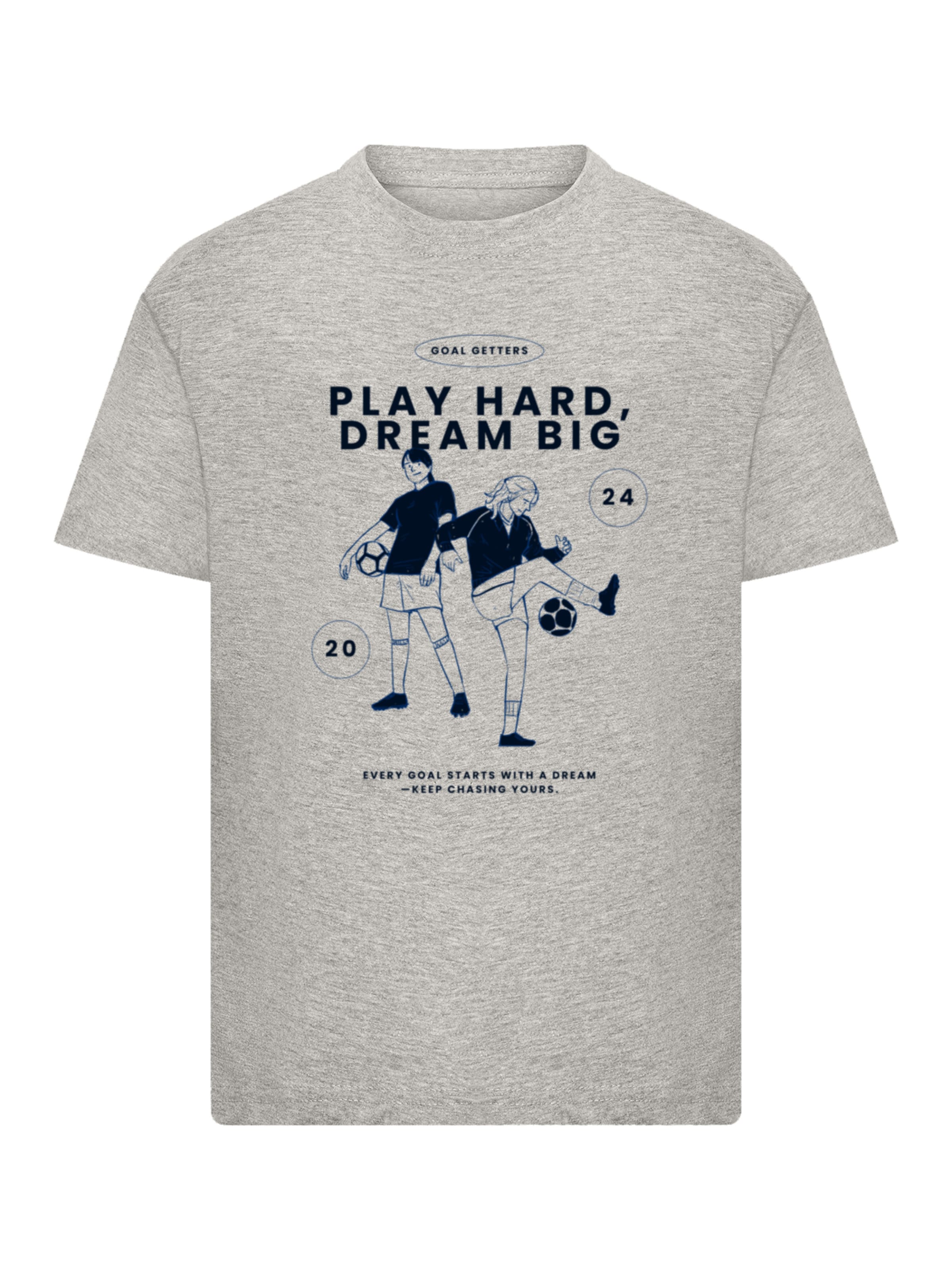 F4NT4STIC Shirt 'Play Hard Dream Big Goal Getters Edition' in Grijs: voorkant