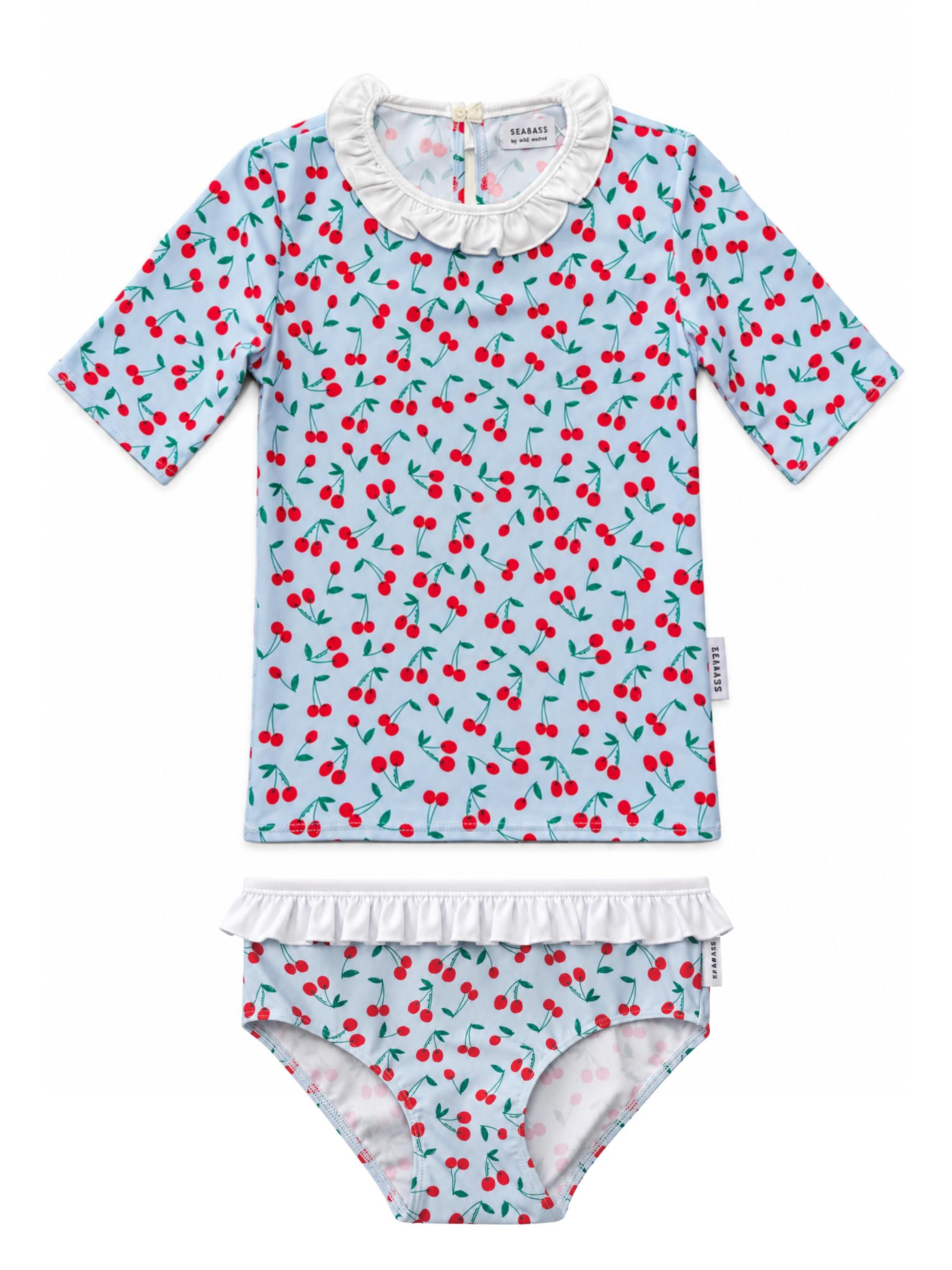 SEABASS High neck Bikini 'Girls Swim Set Ruffle'‌‌‌‌‌‌ in Blau: Vorderseite