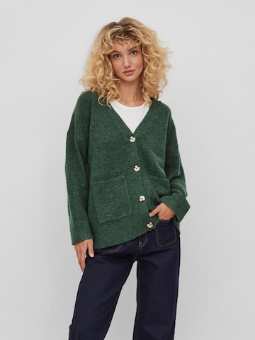 VILA Knit Cardigan 'Cilia' in Green: front