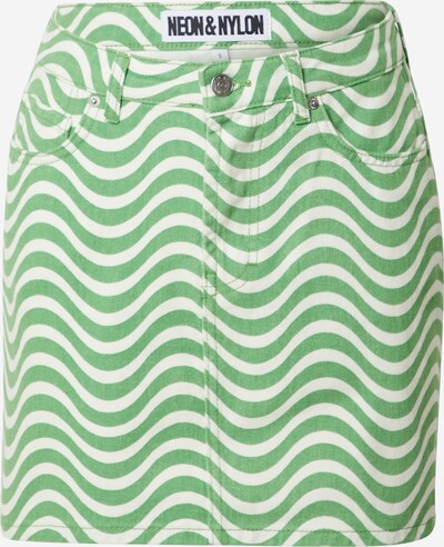 NEON & NYLON Falda 'NAKI' en verde / blanco, Vista del producto