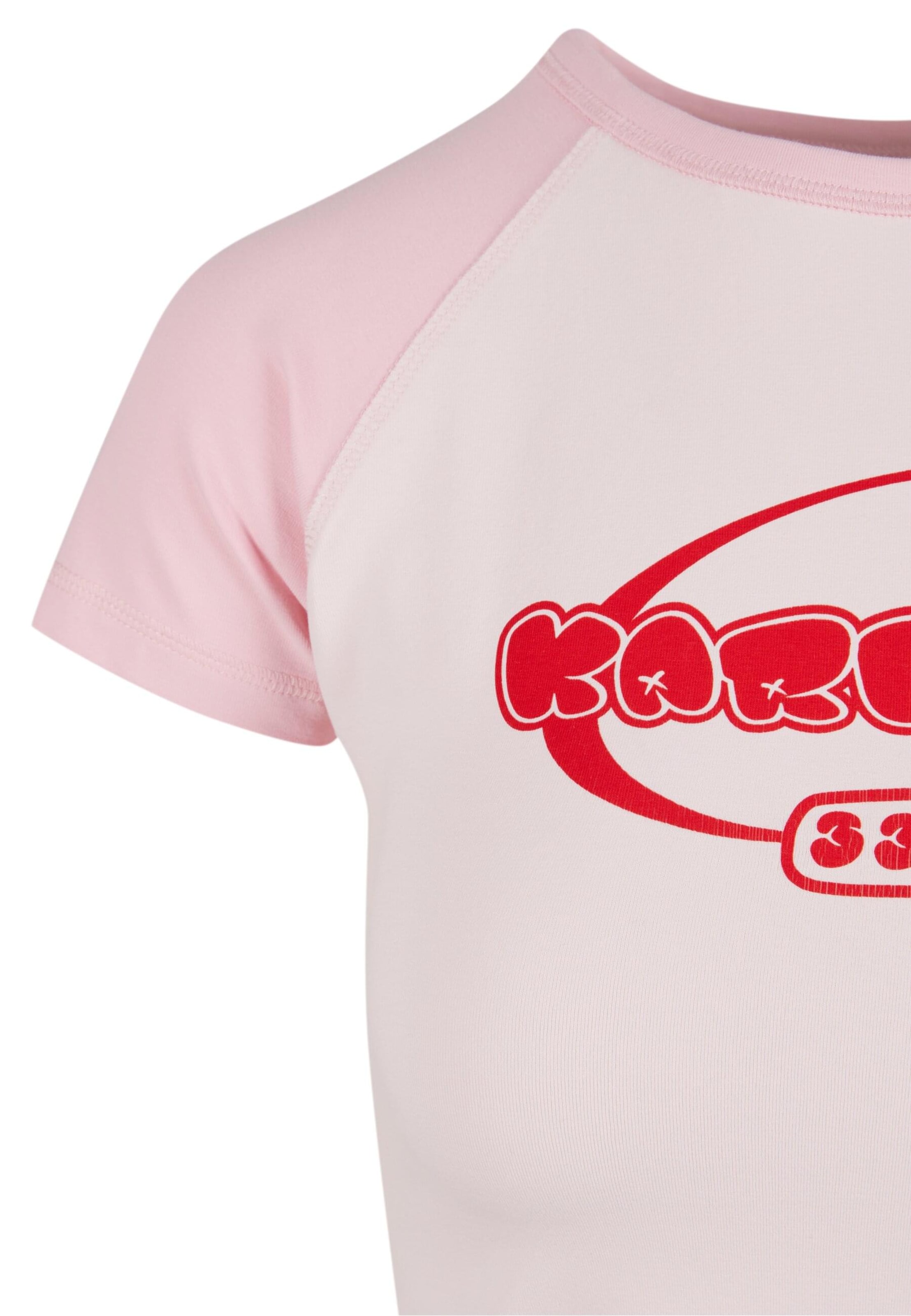 Karl Kani Футболка 'Woven Signature Heart Tiny' в Ярко-розовый