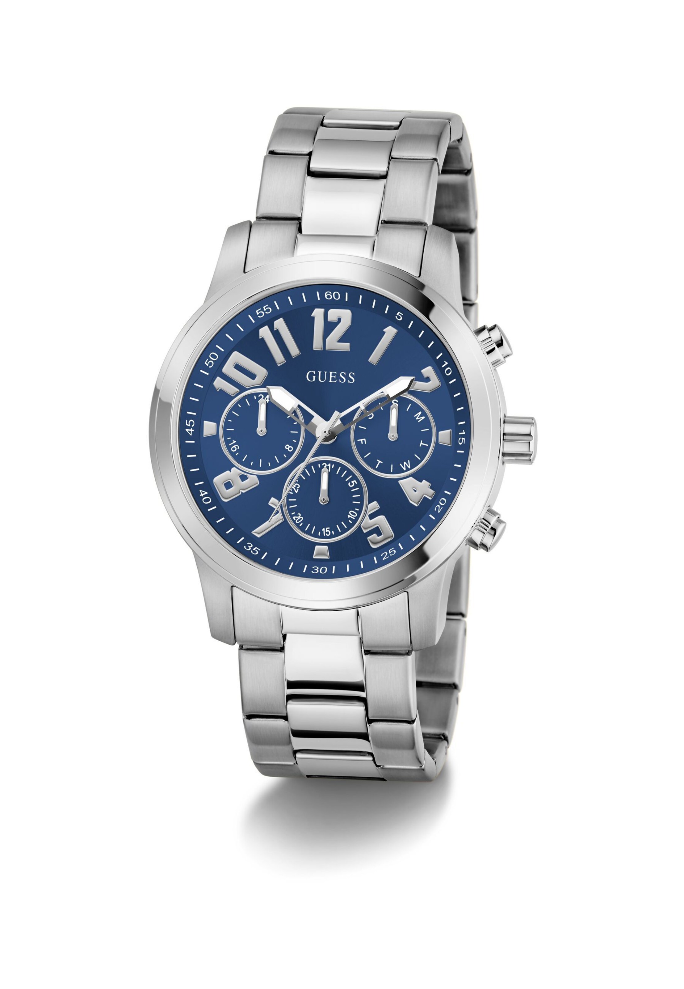 GUESS Analogt ur 'Parker' i sølv