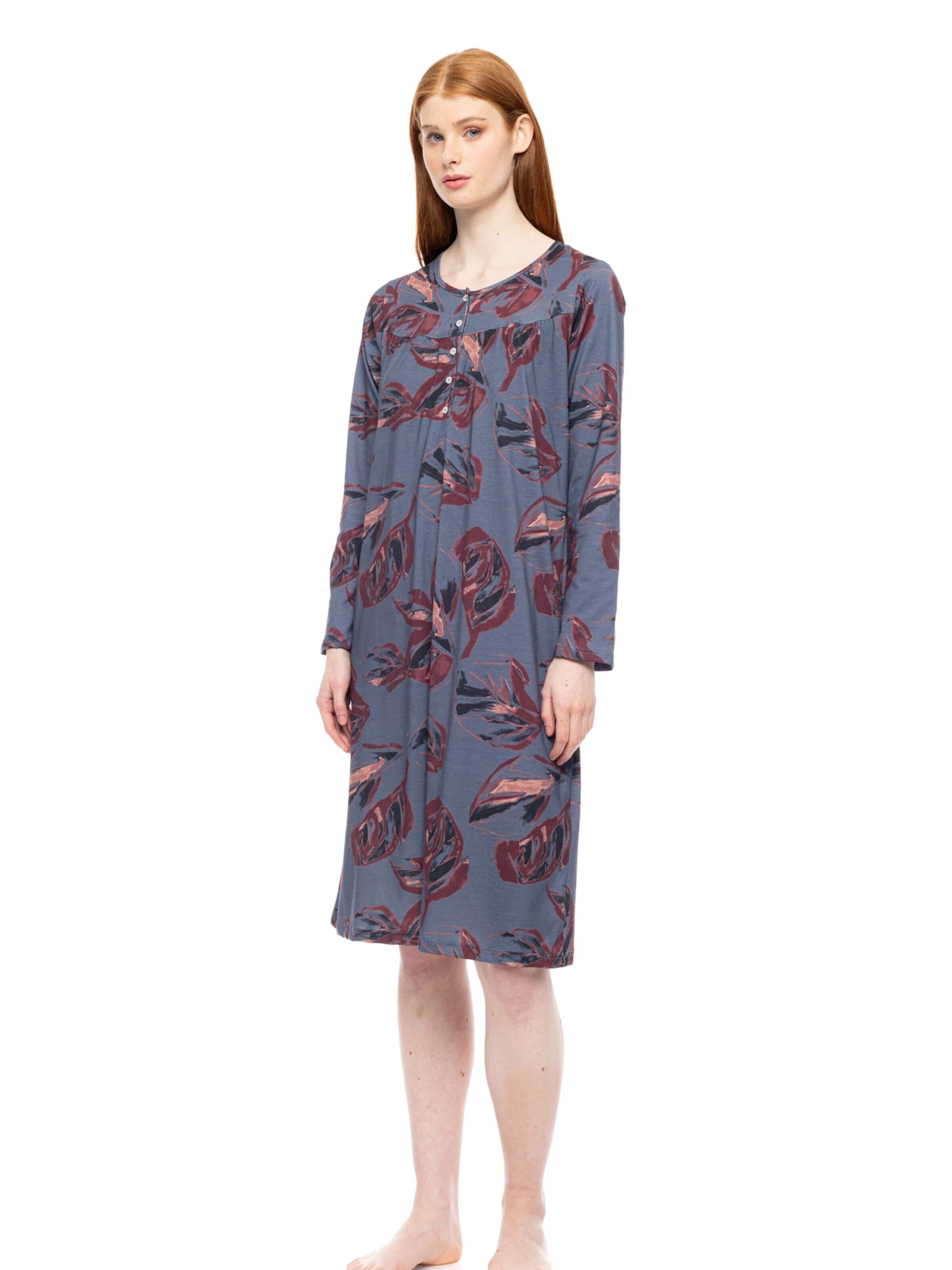Pink LabelSpavaćica košulja 'NIGHTGOWN CLASSIC WINTER BLOOM' - plava boja