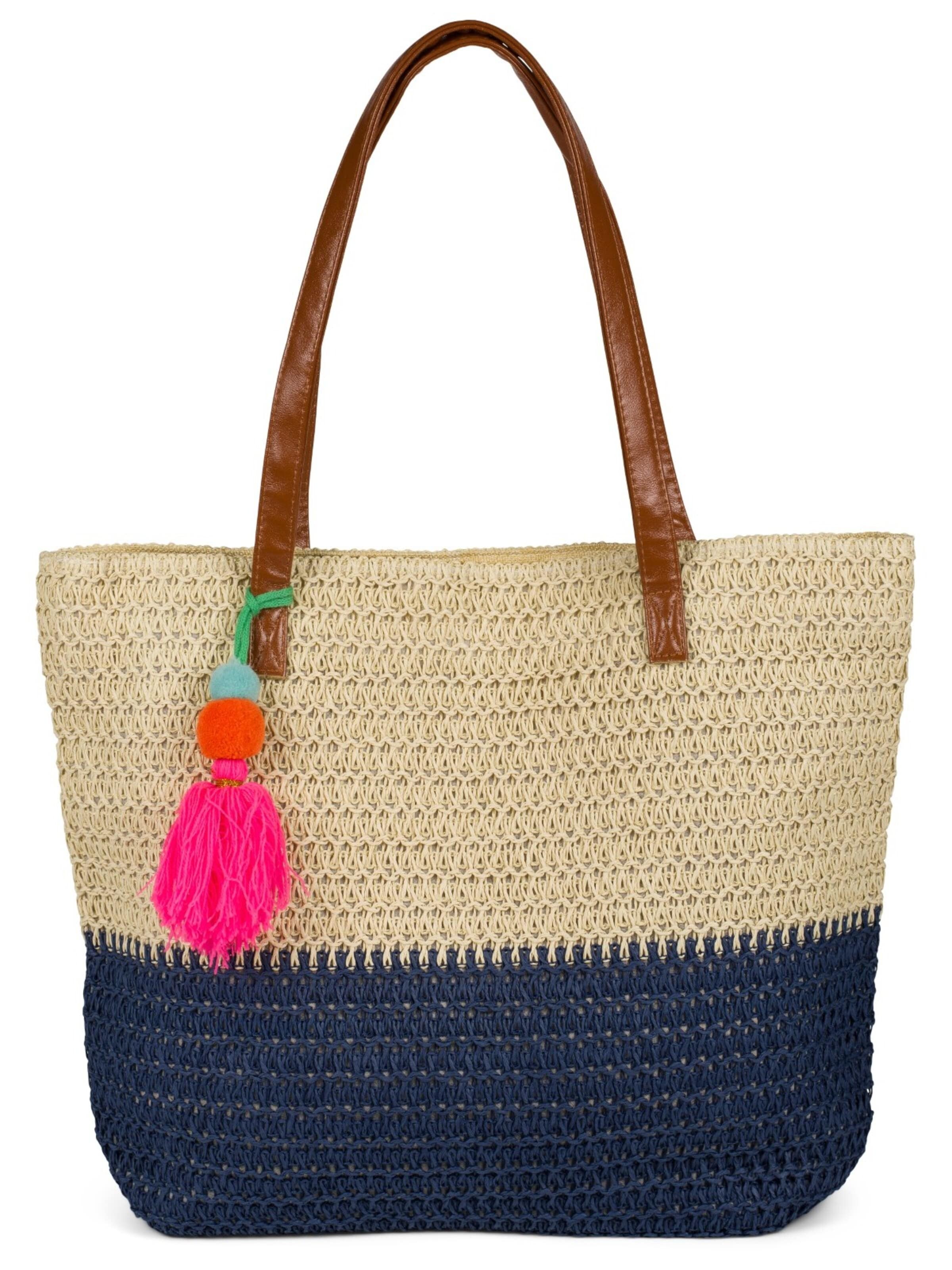 styleBREAKER Strandtasche 'Korbflecht Henkeltasche - Basttasche 2-Farbig'‌‌‌‌ in One Size in beige, Produktansicht
