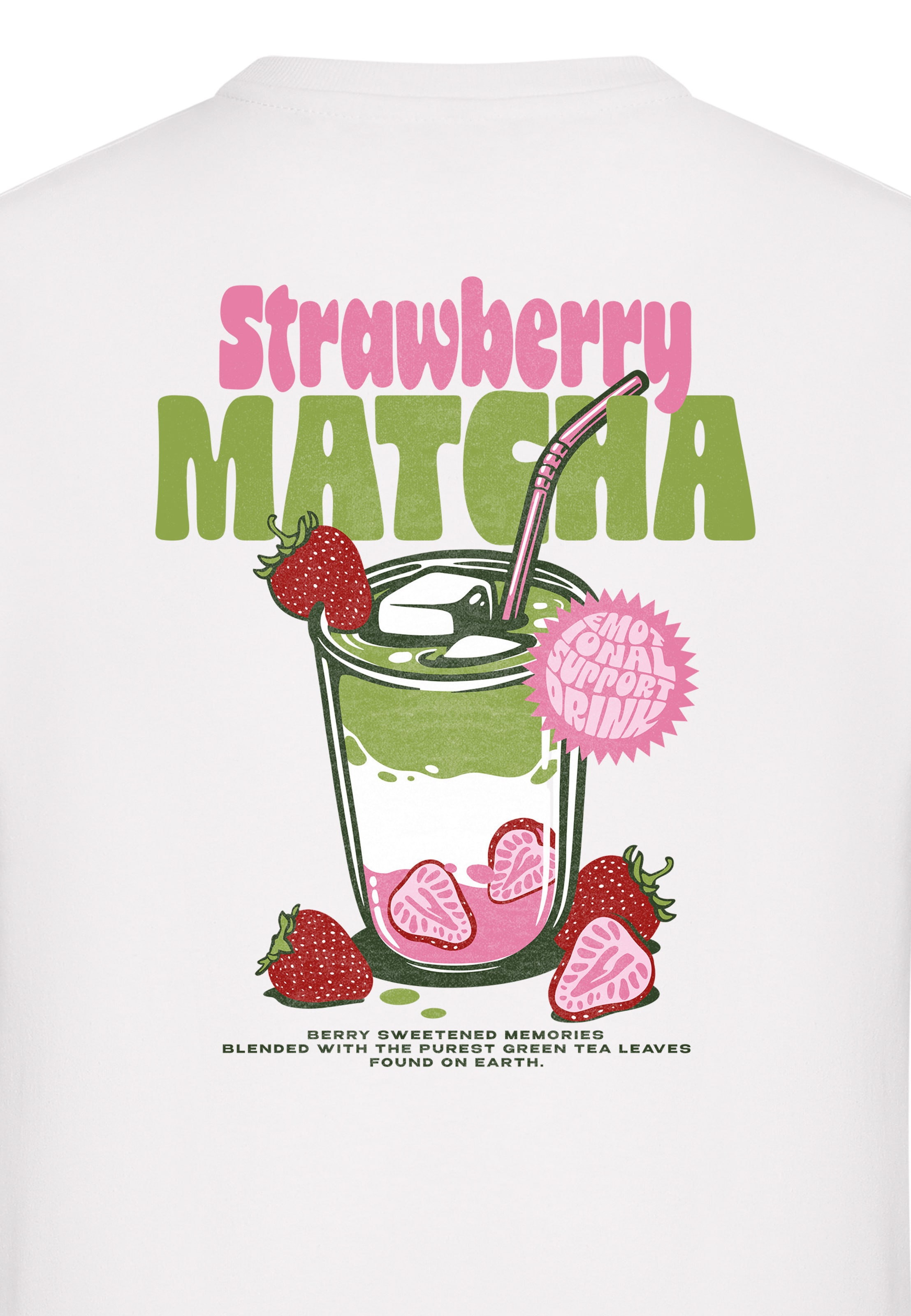 Miss Tee Shirt 'Strawberry Matcha' in White