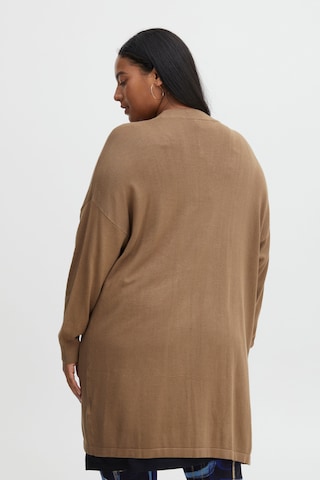 Fransa Curve Knit Cardigan 'BLUME' in Brown